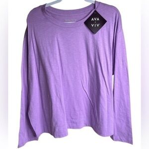NEW! AVA & VIV Women's 2X Crewneck Shirt Summer Purple Pastel Coquette Aesthetic